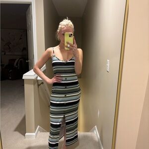 No Boundaries Striped Maxi Dress - Black, White, Blue